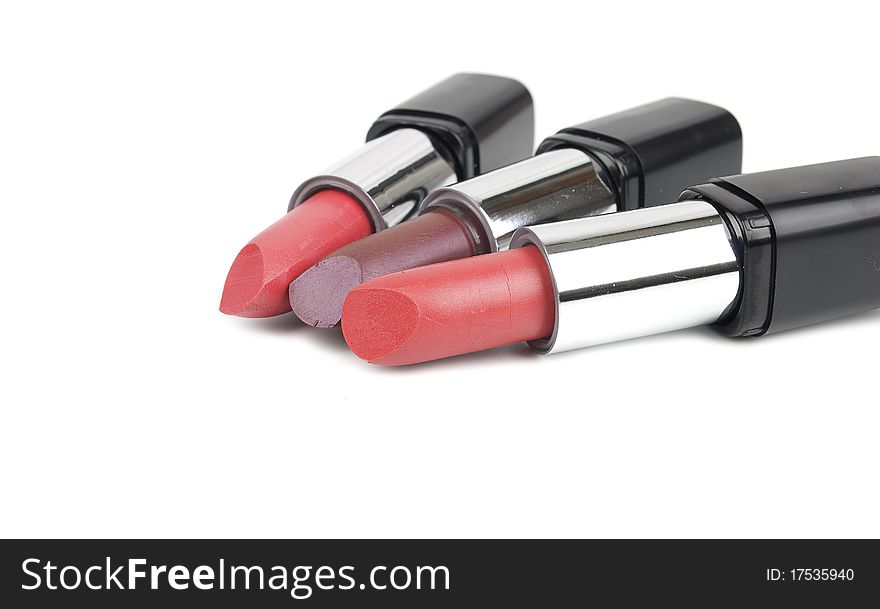 Different lipstick isolated on the white background.