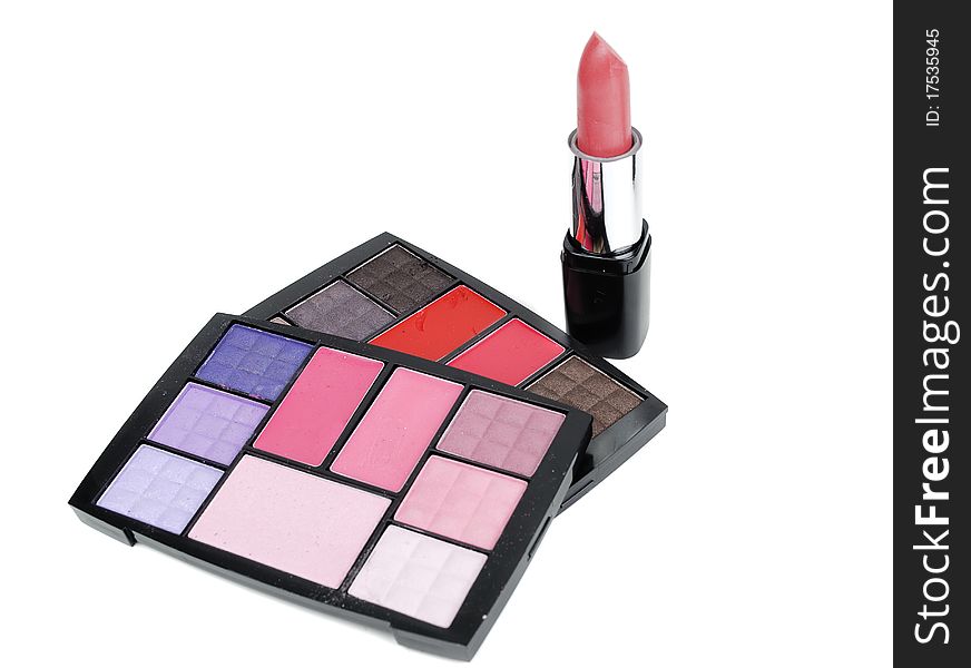 Cosmetics. Eye-shadow And Lipstick.