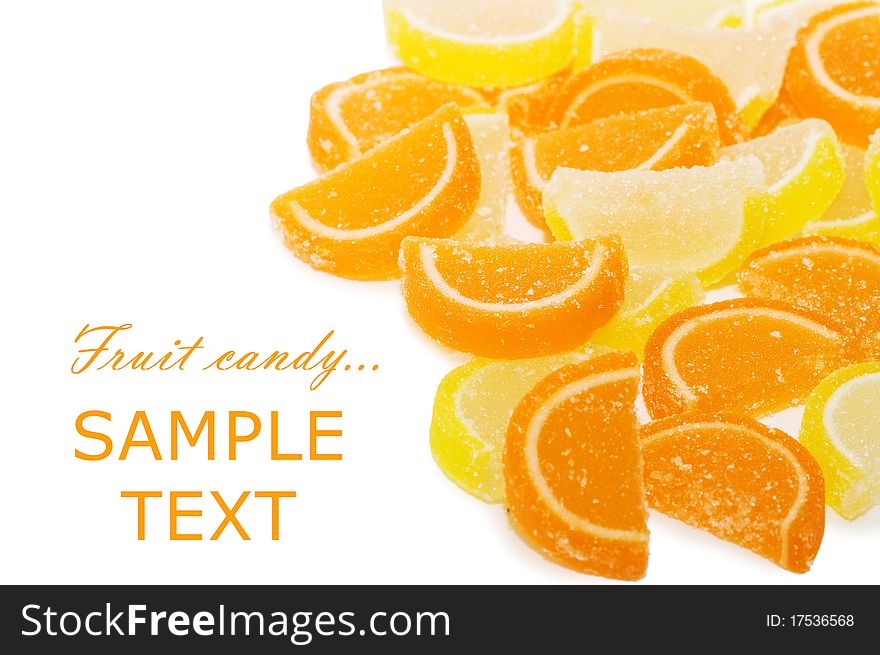 Fruit candy isolated on the white background