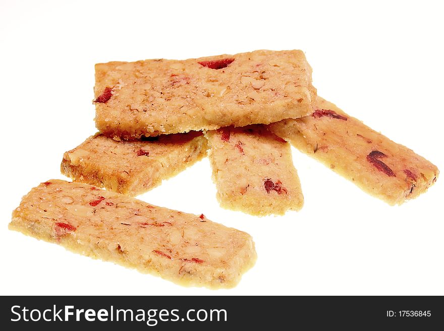 Christmas Cookies, Walnut Cranberry Biscuits, isolated. Christmas Cookies, Walnut Cranberry Biscuits, isolated