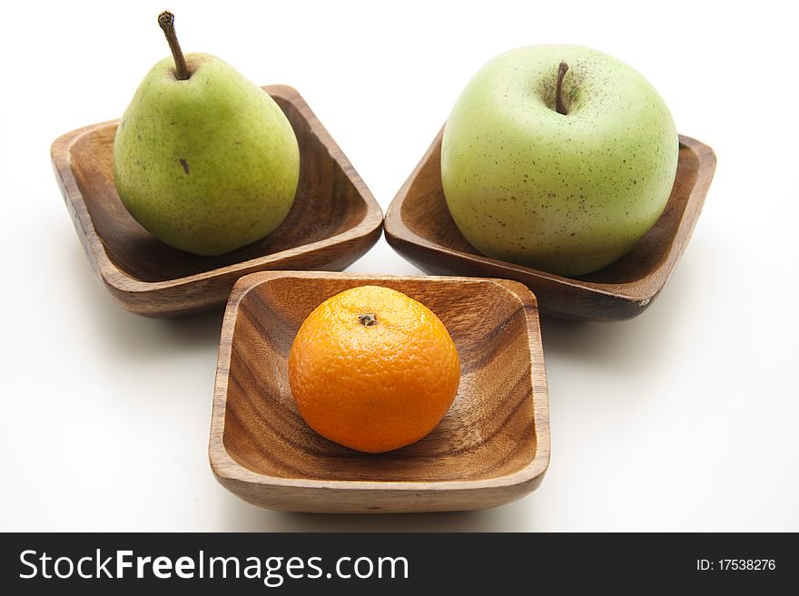 Pear and apple with tangerine