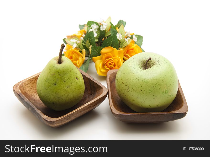 Pear and apple with flowers