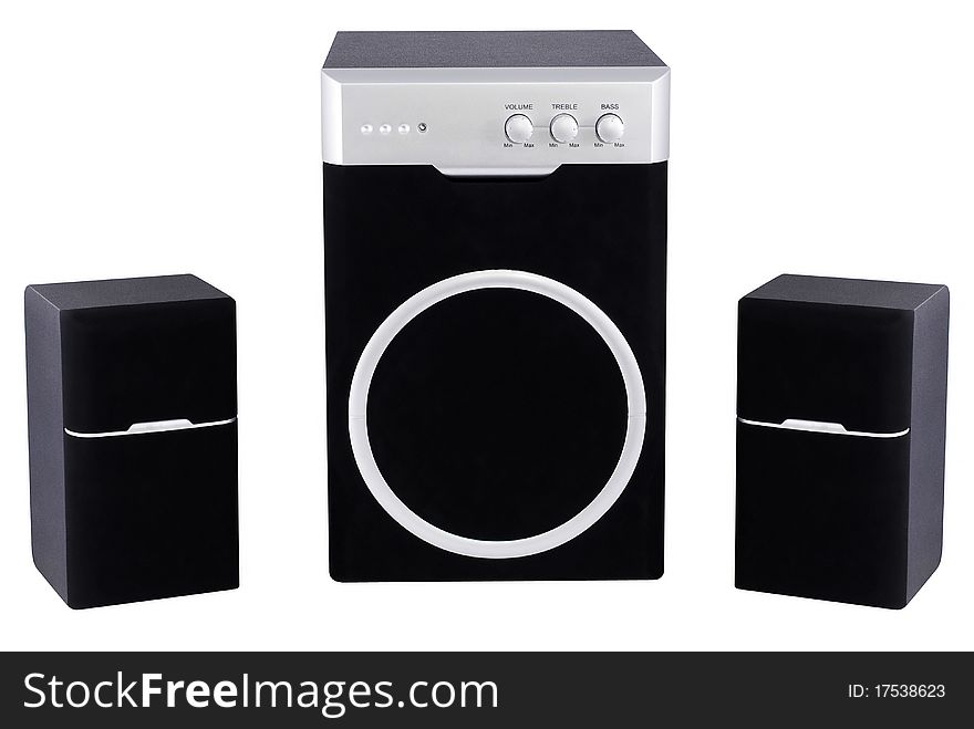 Audio speakers isolated on white background