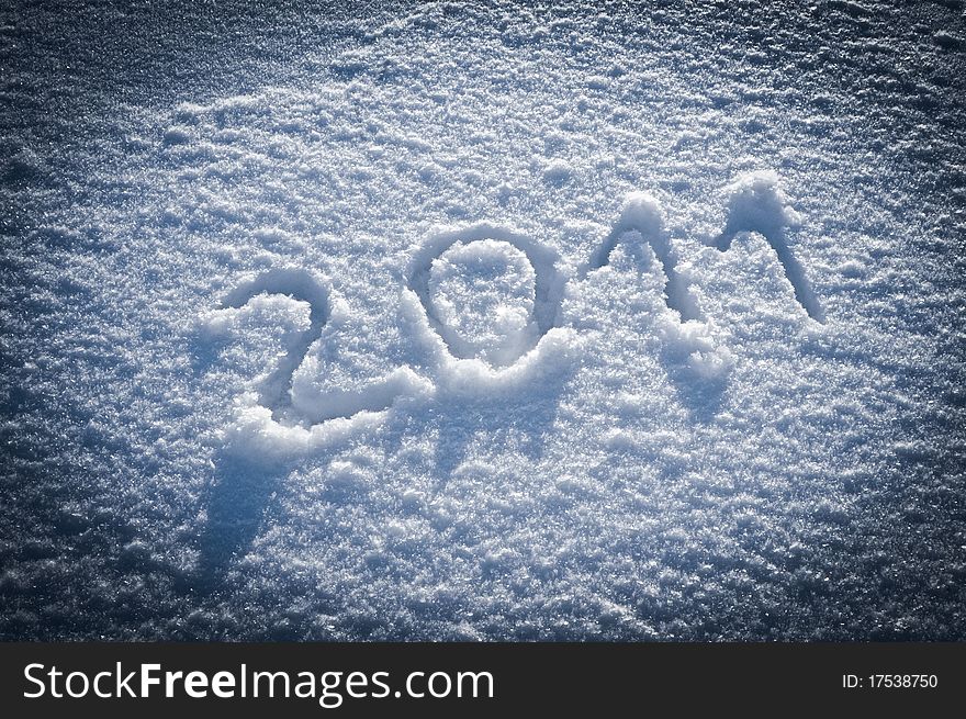 Year 2011 written in Snow with Vignette