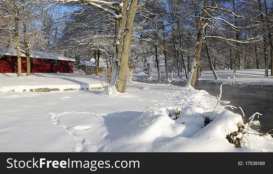 Cold winter day in Swedish park. Cold winter day in Swedish park