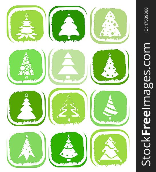 vector set of pine tree icons