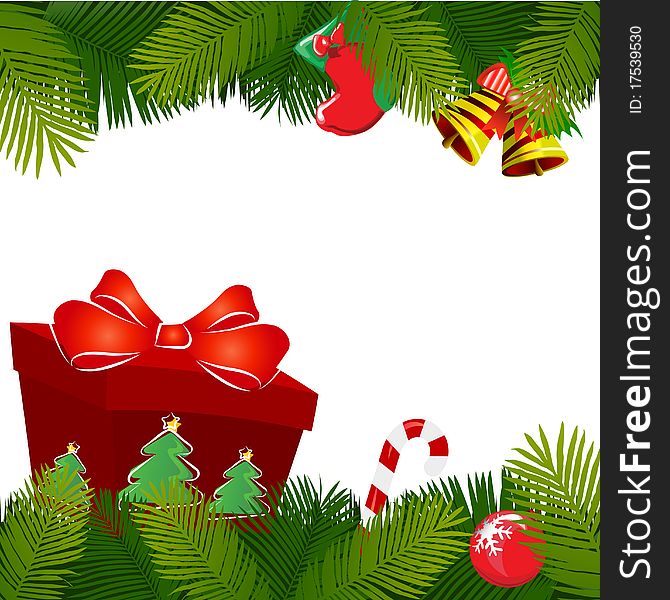 christmas decoration with gift vector illustration