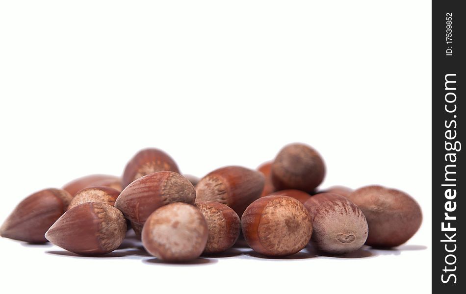 Stack of nuts isolated on a white background