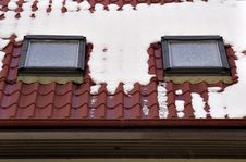 Roof Covered By Snow Stock Photography