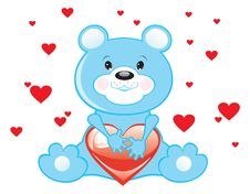 Blue Bear With Heart Stock Photo Blue Bear With Heart Stock Photo