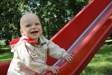 Baby On A Slide Royalty Free Stock Photo Baby On A Slide Royalty Free Stock Photo