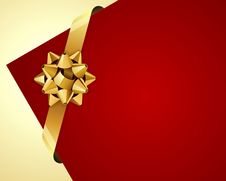 Greeting Red Corner Card With Gold Bow Stock Photo
