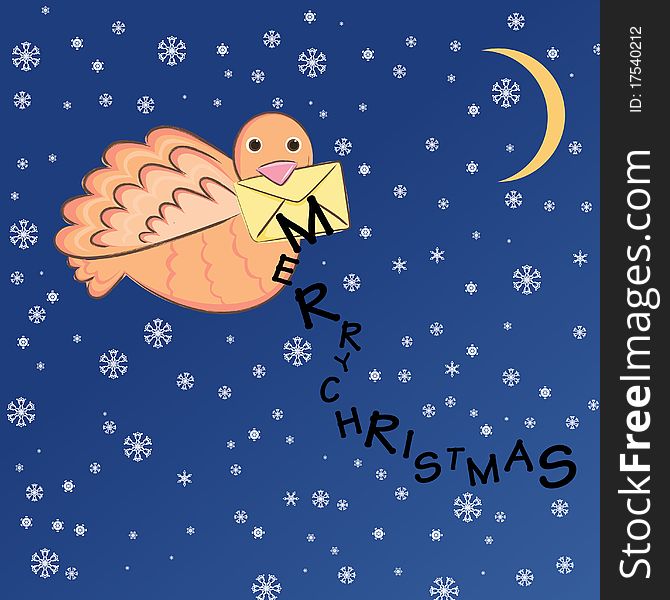 Christmas bird and snow background vector