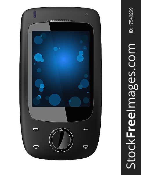 Isolated vector mobile with blue screen