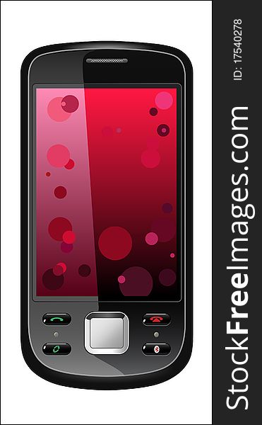 Isolated vector mobile with red screen