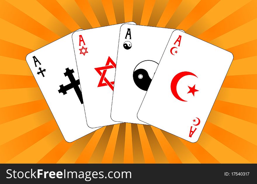 Four religious aces. illustration