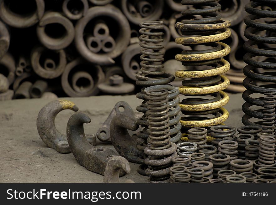 Iron scrapyard image with iron spring