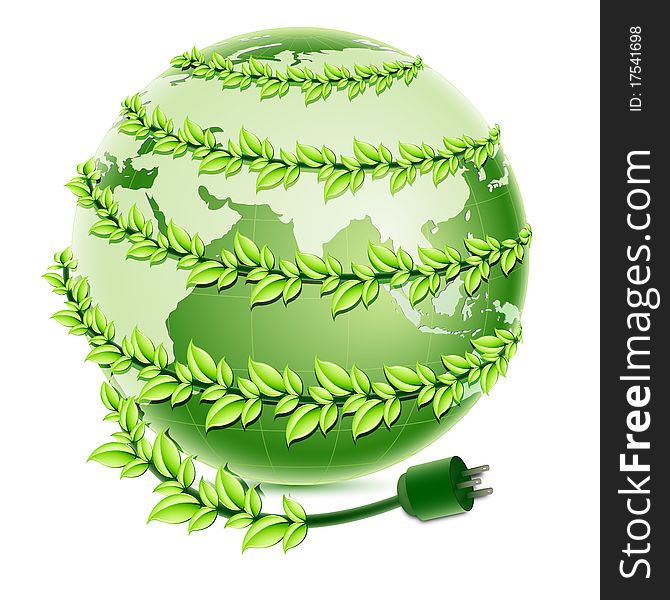 Illustration of recycle globe with plug on white background. Illustration of recycle globe with plug on white background