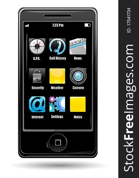 Illustration of multimedia mobile on white background