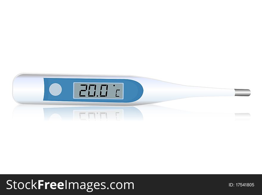 Illustration of digital thermometer icon on white background