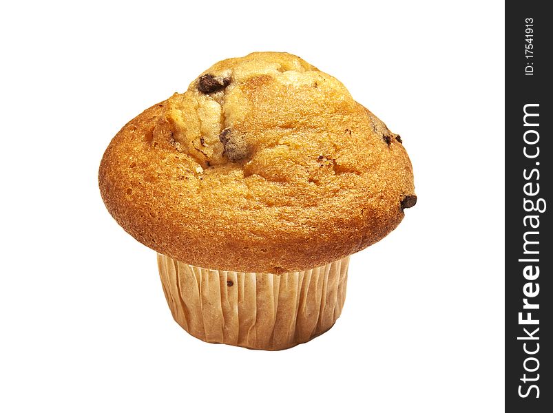 The studio photo of fresh tasty muffin on a white background
