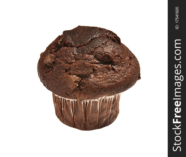The studio photo of fresh tasty muffin on a white background