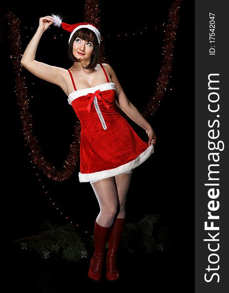 Naughty Snow Maiden- A photo on a black background