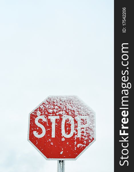 Stop Sign In The Winter