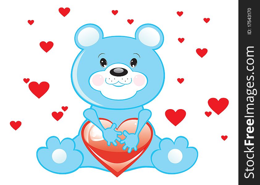Blue bear with heart