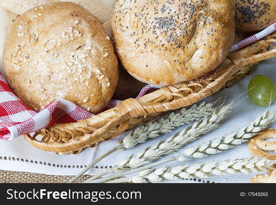 Different loafs of bread still life