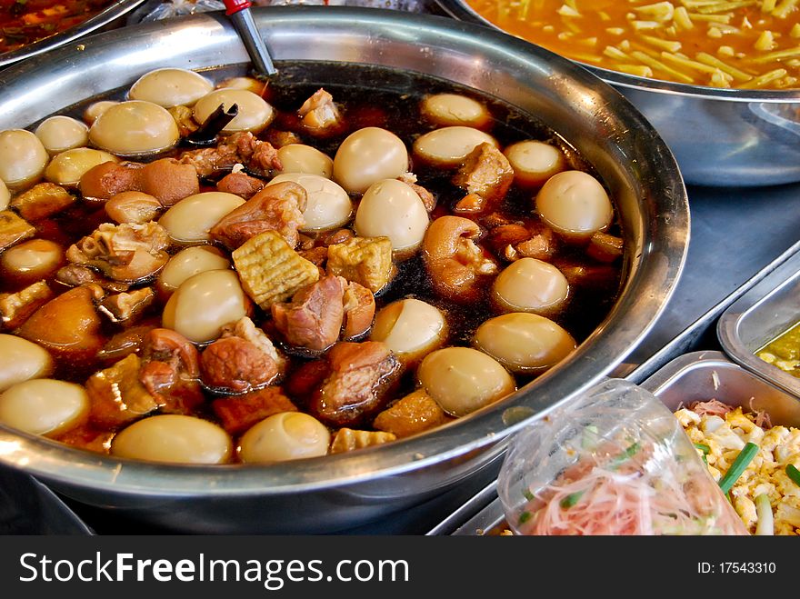 Variety of thai food in fresh market, Asia, Thailand. Variety of thai food in fresh market, Asia, Thailand