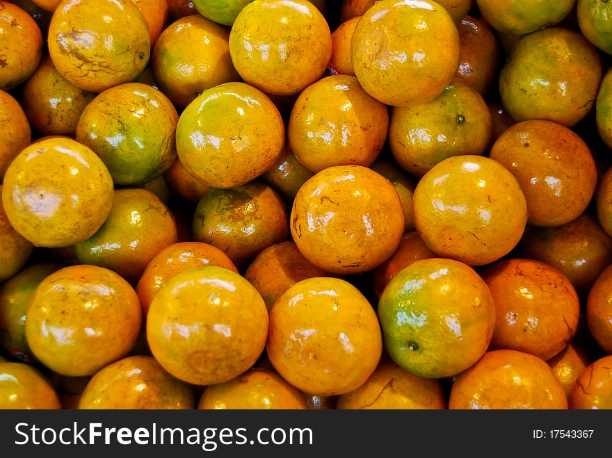 Fresh orange in market closeup background , Asia , Thailand