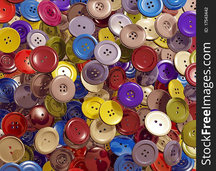 Cloth buttons background. 3d rendered image