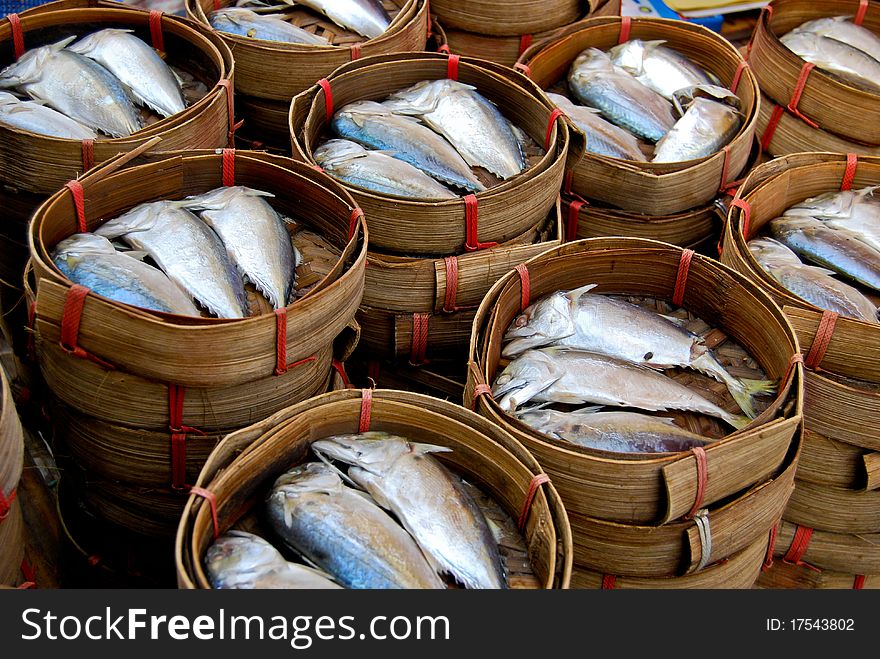 Fresh mackerel in basket in market , Asia , Thailand. Fresh mackerel in basket in market , Asia , Thailand