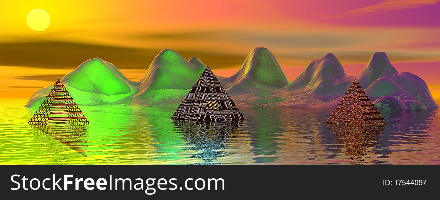 Mountain and colors and pyramids. Mountain and colors and pyramids