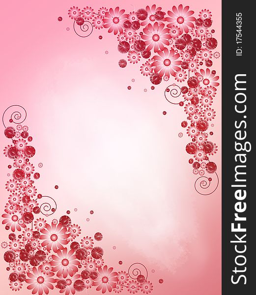 Floral, pink background with pink flowers. Floral, pink background with pink flowers