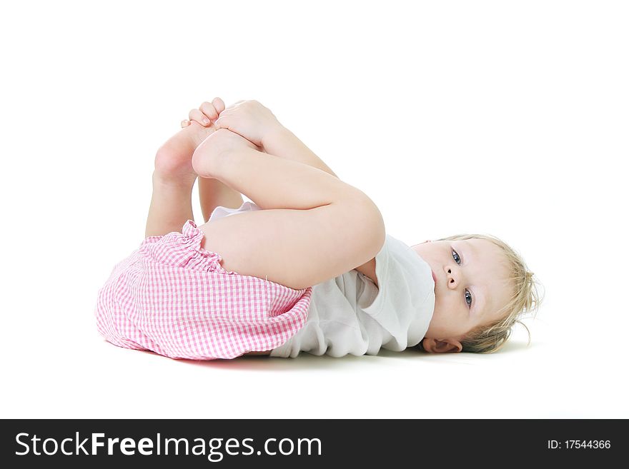 Cute child playing over white. Cute child playing over white