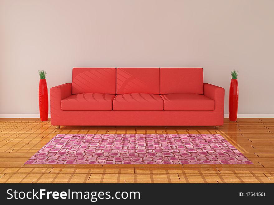 Sofa 3d Rendering With Vase