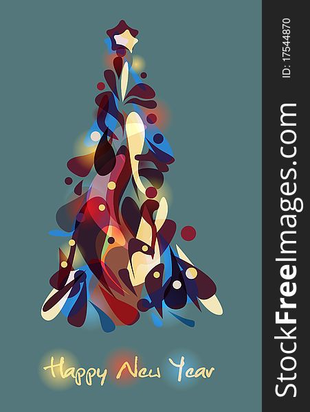 Colorful abstract tree. Vector new year illustration