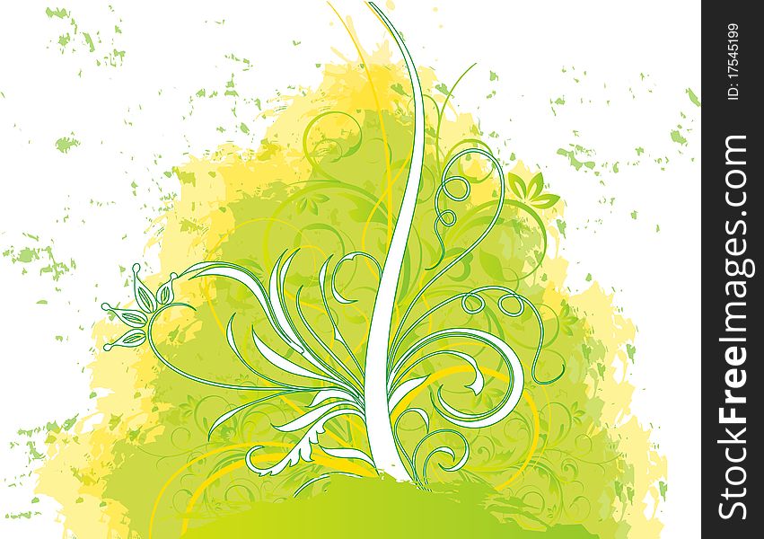 Illustration flower spring summer white green pattern. Illustration flower spring summer white green pattern