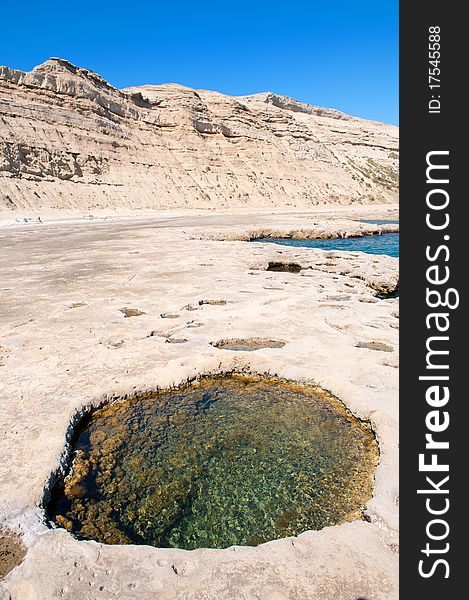 Water Pond In A Cliff In Patagonia.