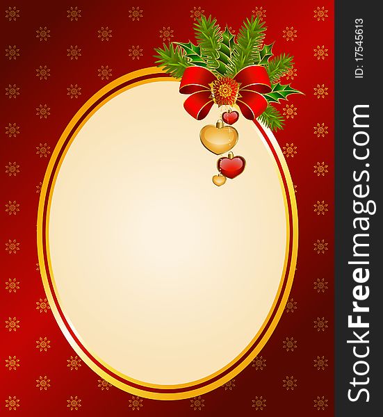 Christmas background with red bow illustration for a design