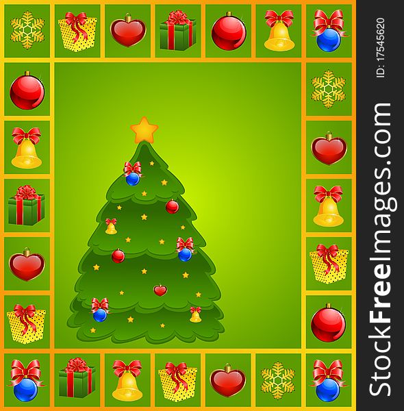 Christmas background with fir-tree illustration for a design