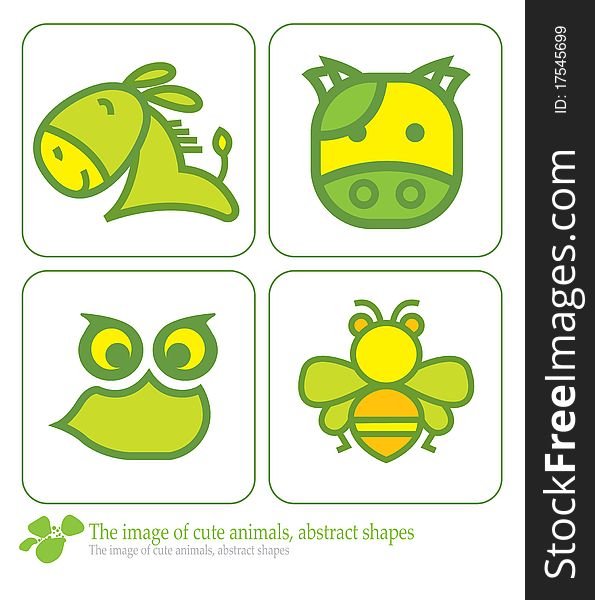 The image of cute animals, abstract shapes. The image of cute animals, abstract shapes