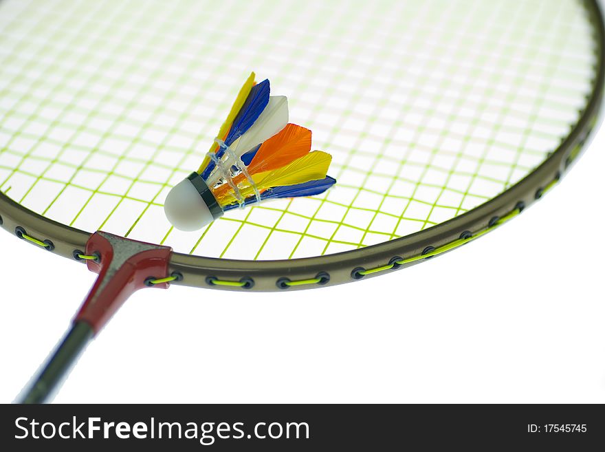 Colorful Of Shuttlecock On The Racket