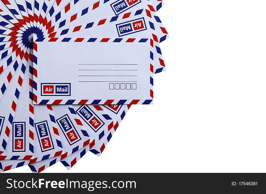 Airmail envelopes, close up on white