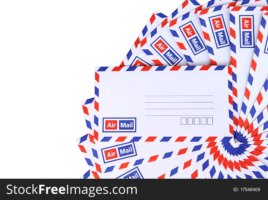 Airmail envelopes, close up on white