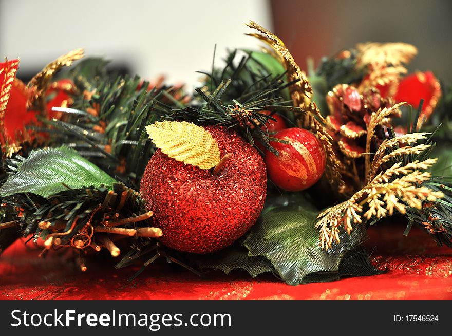 Red christmas fruit decoration still life