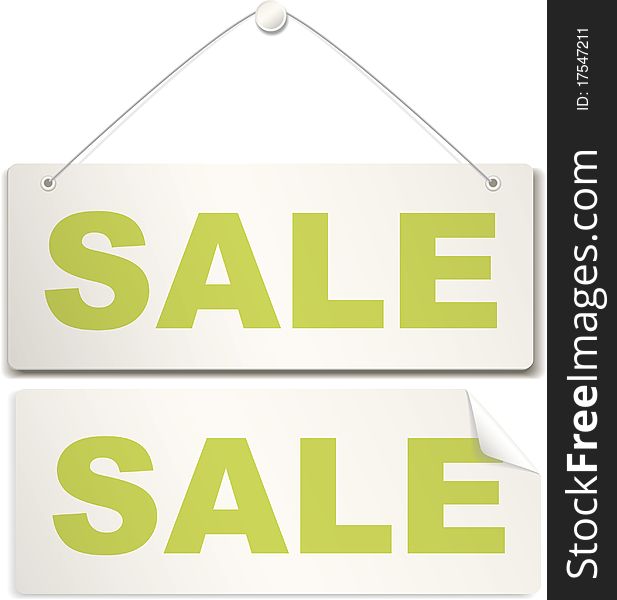 Illustration with a set of sale signs