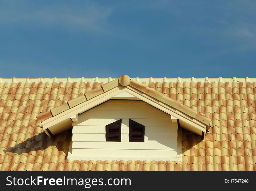 Roof Tile Pattern with blue sky